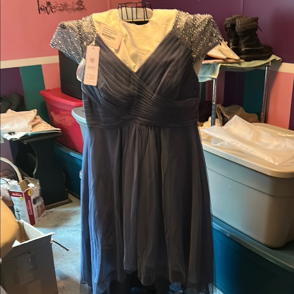 JJs House Blue Gown with Beaded Detail
